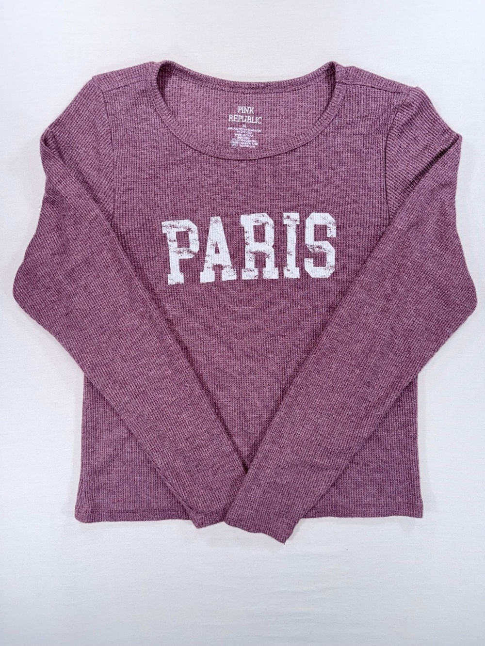 Pink Republic Maroon Paris Graphic Waffle Knit Top XL
